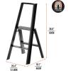 imagemDesign Small Folding Step Ladder Lightweight Slim Step Stool for Kitchen Closet Pantry Living Room Easy Reach MultiPurpose Foldable Stairs with Hand Rails Home Sort Collection Matte Black