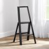 imagemDesign Small Folding Step Ladder Lightweight Slim Step Stool for Kitchen Closet Pantry Living Room Easy Reach MultiPurpose Foldable Stairs with Hand Rails Home Sort Collection Matte Black