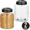 imagemDesign Small Storage Glass Canister with Airtight Metal Lid for Kitchen Pantry Counter or Cabinet Container for Food Snacks Cooking or Baking Supplies Home Sort Collection 2 Pack ClearBlack