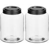 imagemDesign Small Storage Glass Canister with Airtight Metal Lid for Kitchen Pantry Counter or Cabinet Container for Food Snacks Cooking or Baking Supplies Home Sort Collection 2 Pack ClearBlack