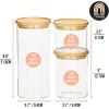 imagemDesign Storage Glass Canister with Airtight Bamboo Lid  Kitchen Pantry Counter or Cabinet Container Holds Food Snacks Cooking or Baking Supplies Home Sort Collection Set of 3 ClearNatural