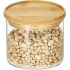 imagemDesign Storage Glass Canister with Airtight Bamboo Lid  Kitchen Pantry Counter or Cabinet Container Holds Food Snacks Cooking or Baking Supplies Home Sort Collection Set of 3 ClearNatural