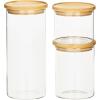 imagemDesign Storage Glass Canister with Airtight Bamboo Lid  Kitchen Pantry Counter or Cabinet Container Holds Food Snacks Cooking or Baking Supplies Home Sort Collection Set of 3 ClearNatural