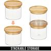 imagemDesign Storage Glass Canister with Airtight Bamboo Lid  Kitchen Pantry Counter or Cabinet Container Holds Food Snacks Cooking or Baking Supplies Home Sort Collection Set of 3 ClearNatural