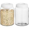 imagemDesign Extra Small Storage Glass Canister Airtight Metal Lid for Kitchen Pantry Counter Cabinet Container for Food Snacks Cooking or Baking Supplies Home Sort Collection 2 Pack ClearWhite