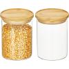 imagemDesign Glass Medium Storage Canister wAirtight Bamboo Lid for Kitchen Pantry Counter Cabinet Holds Food Snacks Cooking or Baking Supplies Home Sort Collection 2 Pack ClearNatural
