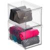 imagemDesign Plastic Stackable Closet Storage Organizer Bins with Pull Out Drawer for Cabinet Desk Shelf Cupboard or Dresser Organization Lumiere Collection 2 Pack Clear