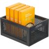 imagemDesign Small Decorative Wooden Crate Storage Box Rustic Pine Wood Organizer Bin Basket w BuiltIn Handles for Kitchen Pantry Cupboard Cabinet or Counter  Home Sort Collection  Black Pine