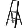 imagemDesign Small Folding Step Ladder Lightweight Slim Step Stool for Kitchen Closet Pantry Living Room Easy Reach MultiPurpose Foldable Stairs with Hand Rails Home Sort Collection Matte Black
