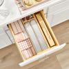 imagemDesign Bamboo Foil Parchment Paper and Plastic Cling Film Wrap Organizer and DispenserCutter for Kitchen Drawer  2 Roll StorageCutting Sections  Home Sort Collection  NaturalSilver