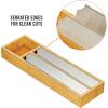 imagemDesign Bamboo Foil Parchment Paper and Plastic Cling Film Wrap Organizer and DispenserCutter for Kitchen Drawer  2 Roll StorageCutting Sections  Home Sort Collection  NaturalSilver
