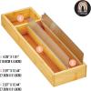 imagemDesign Bamboo Foil Parchment Paper and Plastic Cling Film Wrap Organizer and DispenserCutter for Kitchen Drawer  2 Roll StorageCutting Sections  Home Sort Collection  NaturalSilver