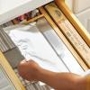 imagemDesign Bamboo Foil Parchment Paper and Plastic Cling Film Wrap Organizer and DispenserCutter for Kitchen Drawer  2 Roll StorageCutting Sections  Home Sort Collection  NaturalSilver