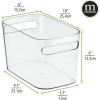 imagemDesign Deep Plastic Toy Bin with Handles  Storage Organizer for Kid Nursery Playroom Classroom  Hold Books Action Figures Blocks Crayons Dolls  10quot Long Aura Collection 8 Pack Clear