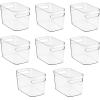 imagemDesign Deep Plastic Toy Bin with Handles  Storage Organizer for Kid Nursery Playroom Classroom  Hold Books Action Figures Blocks Crayons Dolls  10quot Long Aura Collection 8 Pack Clear