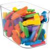 imagemDesign Deep Plastic Toy Bin with Handles  Storage Organizer for Kid Nursery Playroom Classroom  Hold Books Action Figures Blocks Crayons Dolls  10quot Long Aura Collection 8 Pack Clear