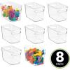 imagemDesign Deep Plastic Toy Bin with Handles  Storage Organizer for Kid Nursery Playroom Classroom  Hold Books Action Figures Blocks Crayons Dolls  10quot Long Aura Collection 8 Pack Clear