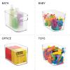 imagemDesign Deep Plastic Toy Bin with Handles  Storage Organizer for Kid Nursery Playroom Classroom  Hold Books Action Figures Blocks Crayons Dolls  10quot Long Aura Collection 8 Pack Clear
