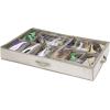 imagemDesign Fabric Under The Bed Shoe Storage Organizer Containers Bins for Mens Womens Kids Sneakers Flats Sandals Shoes  12 Compartments  Textured Print  LinenTan