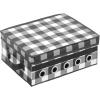 imagemDesign GiftWrapping Ribbon Storage Box with Handles  Holiday Bow Organizer Container with Lid  Christmas Giftwrap Ribbon Holder  Gift Storage Tote Bin and Bow Station Buffalo Plaid BlackWhite