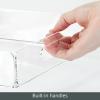 imagemDesign Large Modern Acrylic Rectangular Decorative Kitchen Serving Tray with BuiltIn Handles  Serve Food Tea Coffee Breakfast Snacks Cheese Appetizers and Drinks  2 Pack  Clear