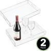 imagemDesign Large Modern Acrylic Rectangular Decorative Kitchen Serving Tray with BuiltIn Handles  Serve Food Tea Coffee Breakfast Snacks Cheese Appetizers and Drinks  2 Pack  Clear