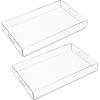 imagemDesign Large Modern Acrylic Rectangular Decorative Kitchen Serving Tray with BuiltIn Handles  Serve Food Tea Coffee Breakfast Snacks Cheese Appetizers and Drinks  2 Pack  Clear