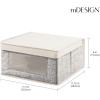 imagemDesign Medium Fabric Stackable Closet Storage Organizer Box with Front WindowLid for Bedroom Office Mudroom Organization Hold Clothes Blankets Linens Lido Collection 6 Pack BlackCream