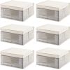 imagemDesign Medium Fabric Stackable Closet Storage Organizer Box with Front WindowLid for Bedroom Office Mudroom Organization Hold Clothes Blankets Linens Lido Collection 6 Pack BlackCream