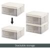 imagemDesign Medium Fabric Stackable Closet Storage Organizer Box with Front WindowLid for Bedroom Office Mudroom Organization Hold Clothes Blankets Linens Lido Collection 6 Pack BlackCream