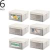 imagemDesign Medium Fabric Stackable Closet Storage Organizer Box with Front WindowLid for Bedroom Office Mudroom Organization Hold Clothes Blankets Linens Lido Collection 6 Pack BlackCream