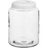 imagemDesign Medium Storage Glass Canister with Airtight Metal Lid for Kitchen Pantry Counter or Cabinet  Container for Food Snacks Cooking or Baking Supplies  Home Sort Collection  ClearWhite