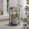 imagemDesign Metal Vintage Round Beverage Rolling Cart for Home  2Tier Serving Bar Trolley with EasyGlide Rotating Wheels Builtin Handle and Glass Shelves for Wine and Craft Beer  Black