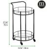 imagemDesign Metal Vintage Round Beverage Rolling Cart for Home  2Tier Serving Bar Trolley with EasyGlide Rotating Wheels Builtin Handle and Glass Shelves for Wine and Craft Beer  Black