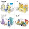 imagemDesign Nursery Plastic Storage Caddy Divided Bin  Utility Tote with Handle Holds Bottles Spoons Bibs Pacifiers Diapers Wipes Baby Lotion  2 Sections BPA Free Medium  Clear