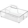 imagemDesign Nursery Plastic Storage Caddy Divided Bin  Utility Tote with Handle Holds Bottles Spoons Bibs Pacifiers Diapers Wipes Baby Lotion  2 Sections BPA Free Medium  Clear