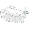 imagemDesign Nursery Plastic Storage Caddy Divided Bin  Utility Tote with Handle Holds Bottles Spoons Bibs Pacifiers Diapers Wipes Baby Lotion  2 Sections BPA Free Medium  Clear