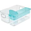imagemDesign Plastic Adjustable Storage Center for Kitchen Cabinet Pantry Refrigerator Countertop  Holds KidsToddlers Bottles Sippy Cups Baby Food Jars  3 Pieces  ClearAqua Blue