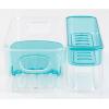 imagemDesign Plastic Adjustable Storage Center for Kitchen Cabinet Pantry Refrigerator Countertop  Holds KidsToddlers Bottles Sippy Cups Baby Food Jars  3 Pieces  ClearAqua Blue