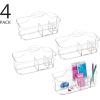 imagemDesign Plastic Office Storage Organizer Caddy Tote with Handle for Cabinet Countertop Desk Workspace  Holds Pens Colored Pencils Washi Tape Notebooks  Lumiere Collection 4 Pack  Clear