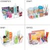imagemDesign Plastic Office Storage Organizer Caddy Tote with Handle for Cabinet Countertop Desk Workspace  Holds Pens Colored Pencils Washi Tape Notebooks  Lumiere Collection 4 Pack  Clear
