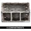 imagemDesign Plastic Woven Divided Cutlery Storage Organizer Caddy Tote  Basket Holder for Kitchen Table Cabinet Pantry  Holds Silverware Forks Knives Spoons Napkins and other Utensils  GrayGray