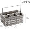 imagemDesign Plastic Woven Divided Cutlery Storage Organizer Caddy Tote  Basket Holder for Kitchen Table Cabinet Pantry  Holds Silverware Forks Knives Spoons Napkins and other Utensils  GrayGray