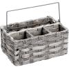 imagemDesign Plastic Woven Divided Cutlery Storage Organizer Caddy Tote  Basket Holder for Kitchen Table Cabinet Pantry  Holds Silverware Forks Knives Spoons Napkins and other Utensils  GrayGray
