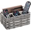 imagemDesign Plastic Woven Divided Cutlery Storage Organizer Caddy Tote  Basket Holder for Kitchen Table Cabinet Pantry  Holds Silverware Forks Knives Spoons Napkins and other Utensils  GrayGray