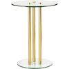imagemDesign Round 16quot Glass Top SideEnd Drink Table  Tall Modern Decorative Accent SideEnd Metal Nightstand Furniture for Bedroom Living Room Home Office Dorm Room  Milan Collection  ClearBrass