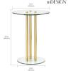 imagemDesign Round 16quot Glass Top SideEnd Drink Table  Tall Modern Decorative Accent SideEnd Metal Nightstand Furniture for Bedroom Living Room Home Office Dorm Room  Milan Collection  ClearBrass