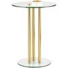 imagemDesign Round 16quot Glass Top SideEnd Drink Table  Tall Modern Decorative Accent SideEnd Metal Nightstand Furniture for Bedroom Living Room Home Office Dorm Room  Milan Collection  ClearBrass