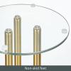 imagemDesign Round 16quot Glass Top SideEnd Drink Table  Tall Modern Decorative Accent SideEnd Metal Nightstand Furniture for Bedroom Living Room Home Office Dorm Room  Milan Collection  ClearBrass