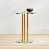 imagemDesign Round 16quot Glass Top SideEnd Drink Table  Tall Modern Decorative Accent SideEnd Metal Nightstand Furniture for Bedroom Living Room Home Office Dorm Room  Milan Collection  ClearBrass